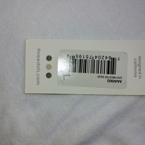 NWT Three Dots Women's 3/4 Sleeve V-Neck Top, Size Large White - Picture 3 of 7